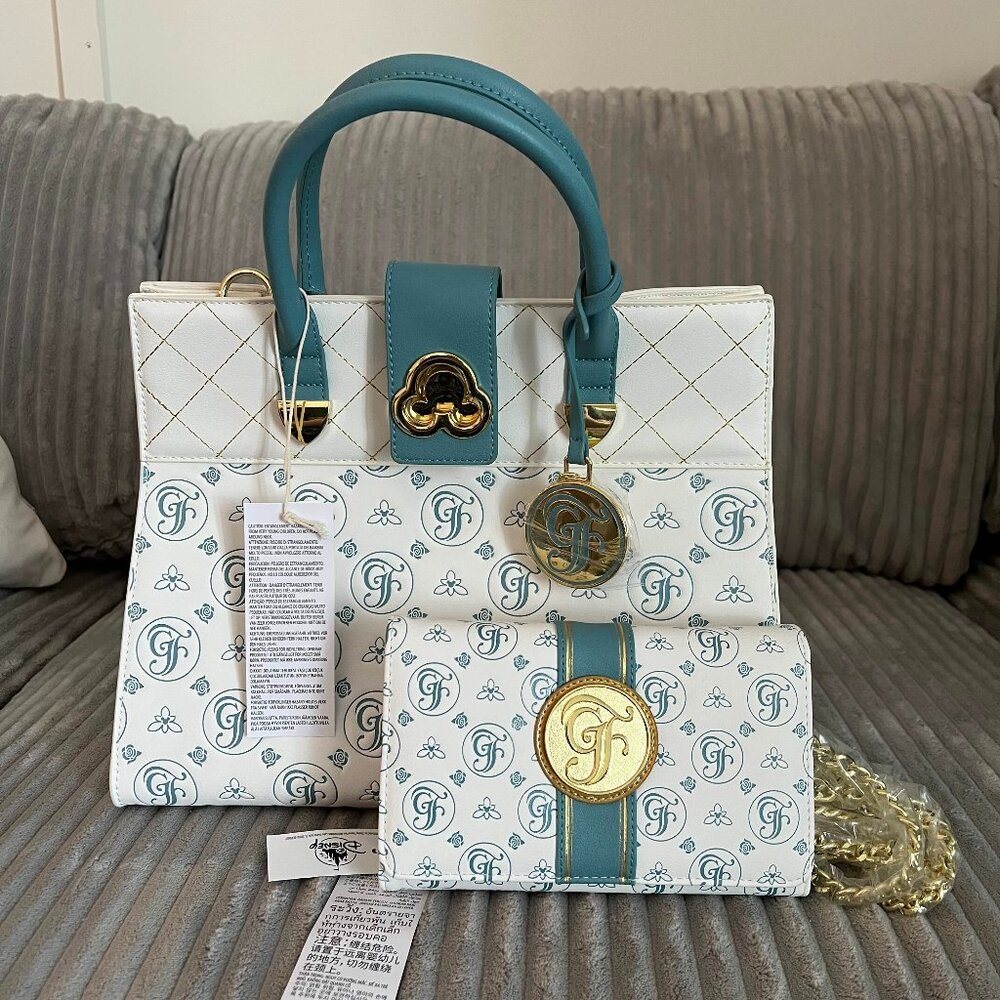 Disney Parks Loungefly Grand Floridian Purse AND Wallet with Chain NWT